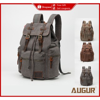 AUGUR yellowish brown canvas bag men laptop bag large capacity multi-purpose bag school backpack