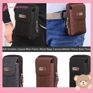 ✿WB✿Mobile Phone Pouch for Men Multi-function Waist Belt Pack Travel Canvas Wallet