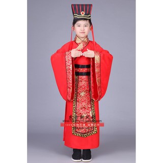 ✙Children's costume hanfu boy show clothing Qin Hanchao prime minister sashes photography photo cap