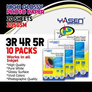 10 pack yasen high Glossy photo paper 235gsm 3R 4R 5R 20sheet /pack