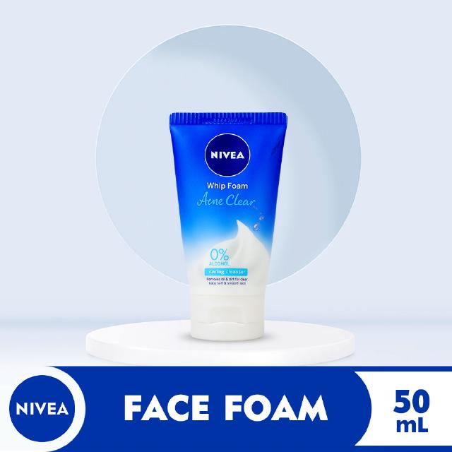 NIVEA Face Cleanser Acne Clear Whip Foam for Soft Skin, 50g