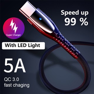 5A Fast Charger LED Light Micro USB / Type-C Charging Cable for iP Phone Android Phone