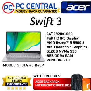 Acer Swift 3 SF314-43-R4CP | 14in FHD IPS | Ryzen 5 5500U | 8GB RAM | 512GB SSD (PC CENTRAL)