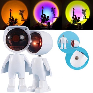 Robot USB Atmosphere Led Night Light Rainbow Sunset Red Projector Lamp Touch Control For Home