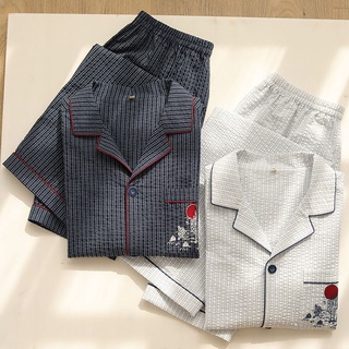 Men'S Short Sleeve Trousers Japanese Cotton Set Home Service Pajamas