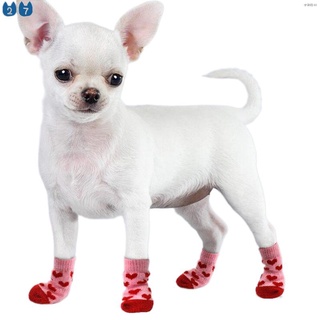 ☼『27Pets』4pcs Warm Puppy Dog Socks Soft Pet Knits Socks Cute Cartoon Anti Slip Socks Warm Puppy Dog