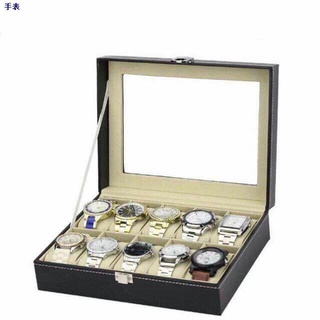 ✉❖❖High Quality PU Leather 10 Slots Wrist Watch Display Box Storage Organizer Watch Box