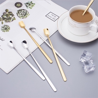 Stainless steel coffee spoon dessert mixing spoon long handle small square spoon