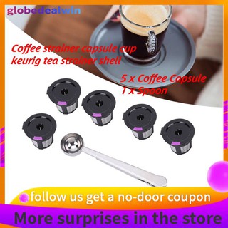 #COD#Globedealwin 5pcs Household Refillable Coffee Capsule Cup with Spoon Fit for Keurig 2.0 KCUP Machine