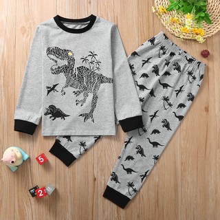 Baby Boy Kids Cartoon Dinosaur T shirt Tops+ Pants Pajamas Sleepwear Outfits Set