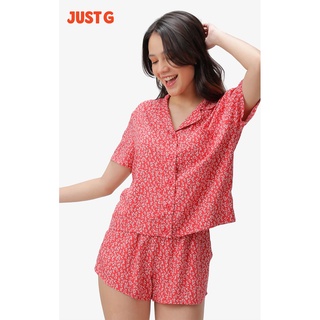 Just G Teens' Ditsy Floral Collared Button Down Shirt & Pull On Shorts Set