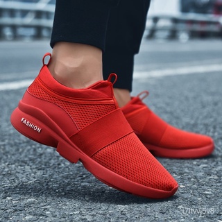 man casual shoes 2021 new slip on sneakers mesh men vulcanize shoes Male walking shoes White Flying