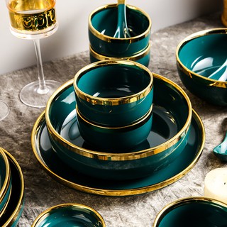 Luxury Ceramic Tableware 15-piece Set 4-person Combination Rice Bowl Dish Noodle Bowl Soup (3)