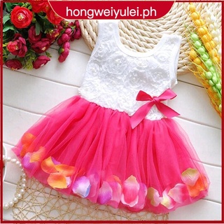 【HONG WEI】[SKIC] Kids Girls Newborn Baby Tulle Dress Princess Pageant Party Flower Tutu Dress
