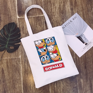 Donald duck bag shopping canvas foldable fabric tote bag net cotton woven cotton shopping bag shop
