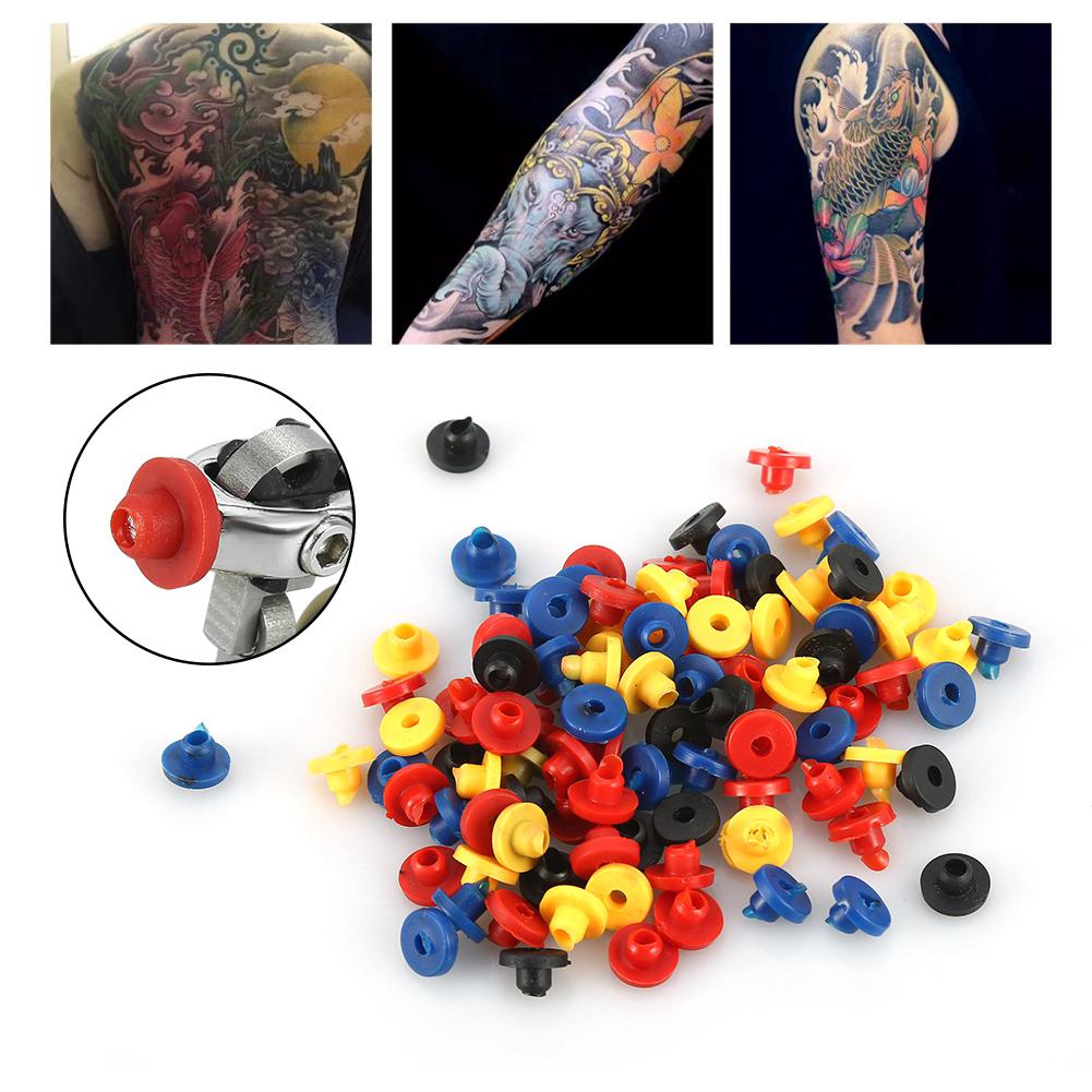 100pcs Colorful Rubber Grommet Nipples Tattoo Supplies