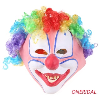 ONERI Halloween Horrific Demon Clown Mask Zombie Devil Colorful Hair Masks Masquerade Party Costume Cosplay Props