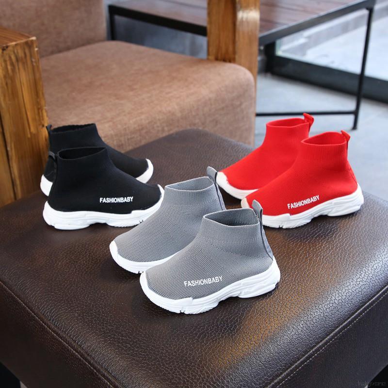 New Kids Socks Shoes Breathable Mesh Sneakers High Stretch Shoes