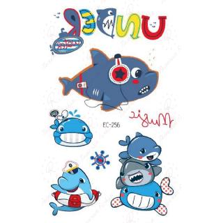 5pcs Shark Temporary Tattoos For Kids Cartoon Sharks Body Stickers Tattoo Sticker Birthday Gift (9)