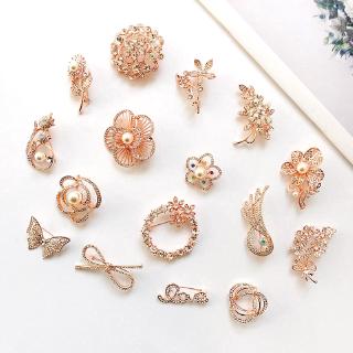 16 Models Pearl Brooch Golden Brooches Diamond Jewelry Fashion Women‘s Daily Accessories