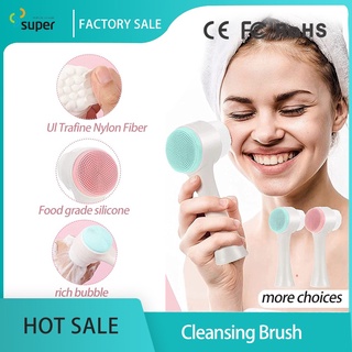 Face Facial Cleansing 3D Double Face Silicone Washing Brush Manual Cleansing Brush Spa Skin Care Massage Wash Brush