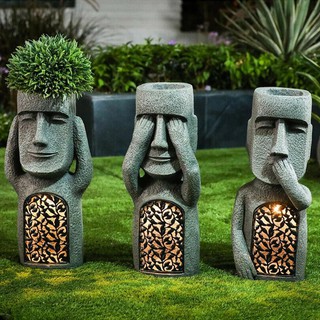 @Love Home10inch Resin Easter Island Statue Moai Monolith Garden Sculpture