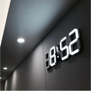 W✧✧New Jam Dinding Besar 3D Modern Digital Alarm Clock with LED Light, jam dinding 12/24 Wall clock,3D Snooze Design