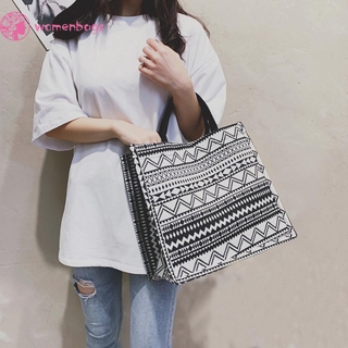READY❀Retro Women Canvas Printing Shoulder Shopping Bag Casual Large Tote Handbag (5)