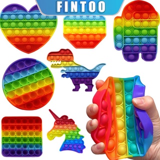 FINTOO Push Pop It Fidget Toy Round Unicorn Square Foxmind Collectibles Anxiety Relief Toys