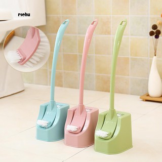 Richu_ Toilet Brush Plastic Bathroom WC Double Sided Long Handle Cleaning with Base