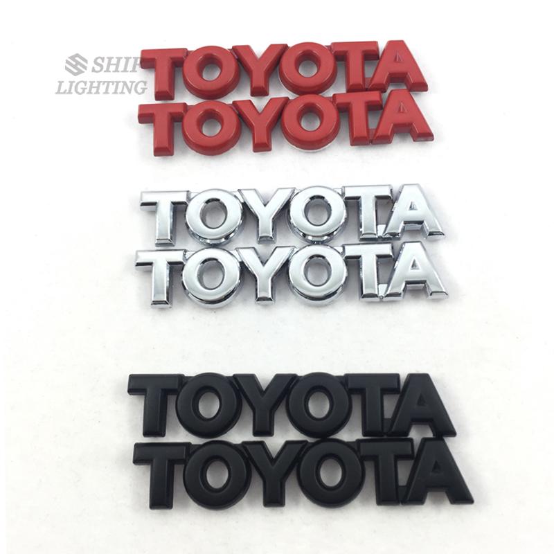 2 x Metal TOYOTA Letter Logo Car Auto Rear Side Emblem Badge Sticker Decal Toyota