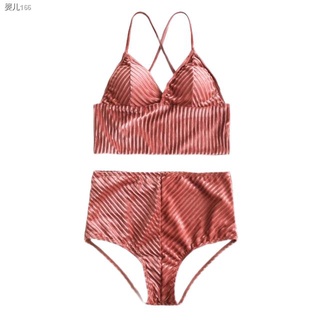 ๑✾┋[WOS] HazeShop Swimwear ~ Velvet Type Bralette Bikini Top Highwaist Bottom Two Piece Swimsuit OOT