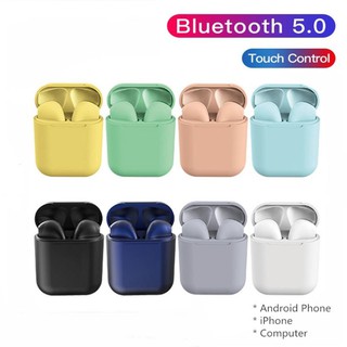 Tws i12 headset wireless bluetooth 5.0 matte texture macaron sports headset with microphone