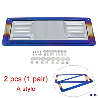 ☍⊙۞Car License Plate Number Plate Holder Cover Frame Stainless Steel (2Pcs/Set For Front And Rear) 3