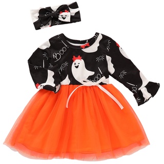 2pcs/set Children Kids Baby Girls Dress Halloween Tutu Mesh Dress & Headband Clothing (1)