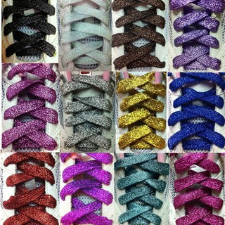 GDTM_110cm Fashion Flat Glitter Colored Shoe Laces Canvas Sneaker Shoelaces String