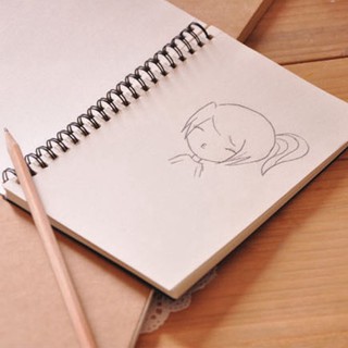Hard Back Spiral Bound Coil Sketch Book Blank Paper Kraft Sketching Scrawl Paper (4)