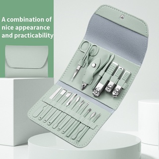♘✌16 in 1 Manicure Tools Set Professional Manicure and Pedicure Set Stainless Steel Nail Cutter for