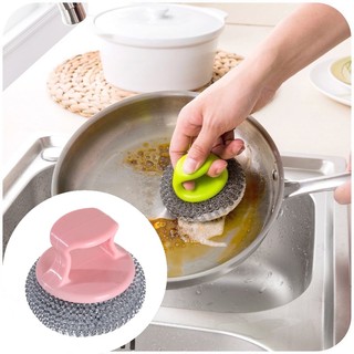 Kitchen Cleaning Brush with Handle Replaceable Cleaning Ball Not Hurt Hands (1)