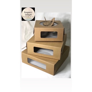 gift box♘Cake Box with handle and window (cake board included) kraft/
