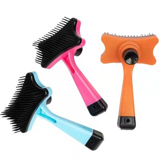 Dog Hair Brush Handle Comb Pushable soft bristles Pet Comb