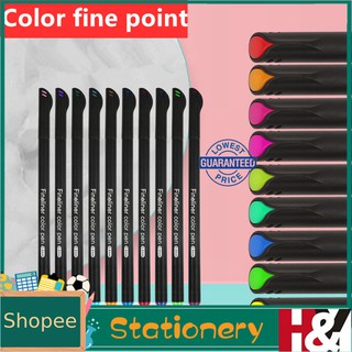 12 pcs colored Colored Gel Pen Set 0.4mm Line Sketch Writing Drawing ballpen School supplies