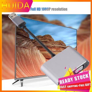 Huida USB 3.0 to VGA+HDMI Adapter Converter HD 1080P Computer Adapter for Windows 7/8/8.1/10