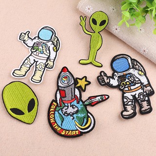 Embroidery Alien Space Explorer Rocket Patch Sew Iron On Patches Badge Bag Hat Jeans Applique (1)