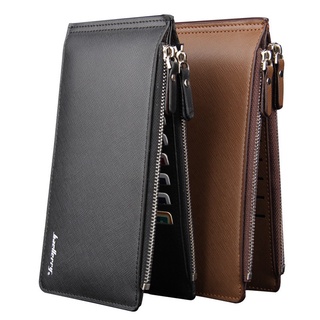 Men's Leather Bifold Long Clutch Wallet Credit Card Bag Zipper Purse Billfold (1)