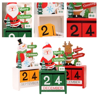 Ready Stock/✗✖Creative Christmas Wooden Calendar Cartoon Santa Claus Dolls Elf Ornaments Christmas G