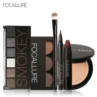 FOCALLURE 6pcs Face Makeup Set Eyebrow Palette with 1 Brush