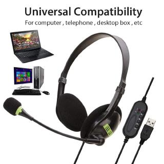 【Go】USB Headset Lightweight Comfortable Headphone with Flexible Microphone Universal for Computers Laptops PCs
