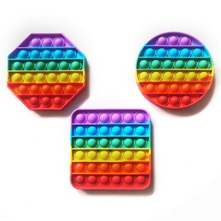 Pop It Fidget Rainbow Push Bubble Fidget Toys Popit Stress Relief Toy (8)