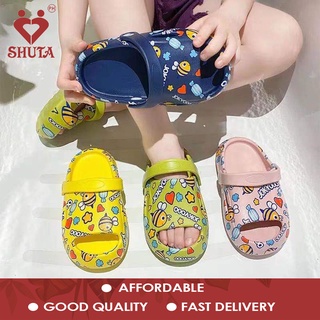 Shuta Toddler Fashion Slides Slippers Slip on With Back Strap For Kids Safe Walking